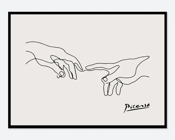Pablo Picasso Holding Hands Line Art, Vintage Poster