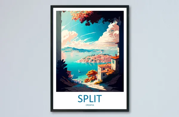 Split Travel Poster, Croatia City View Art