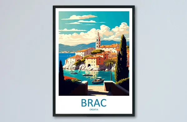 Brac Travel Poster, Croatia Wall Art Print