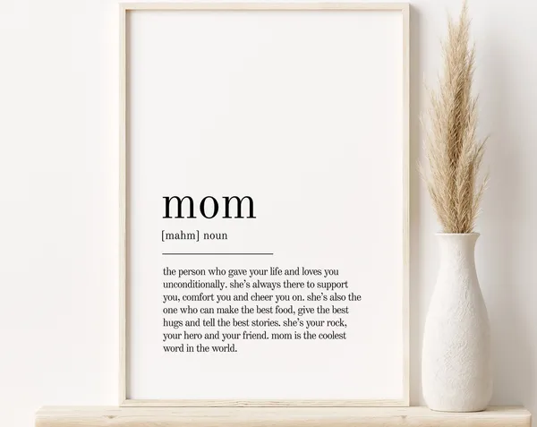 Mom Definition Art Print, Minimalist Modern Wall Decor