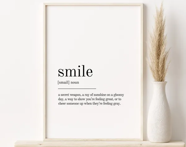 Smile Definition Minimalist Quote Art Print