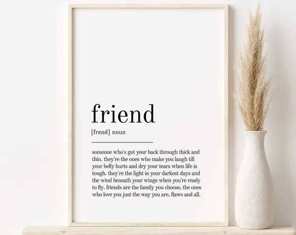 Friend Definition Dictionary Art Print, Office Decor