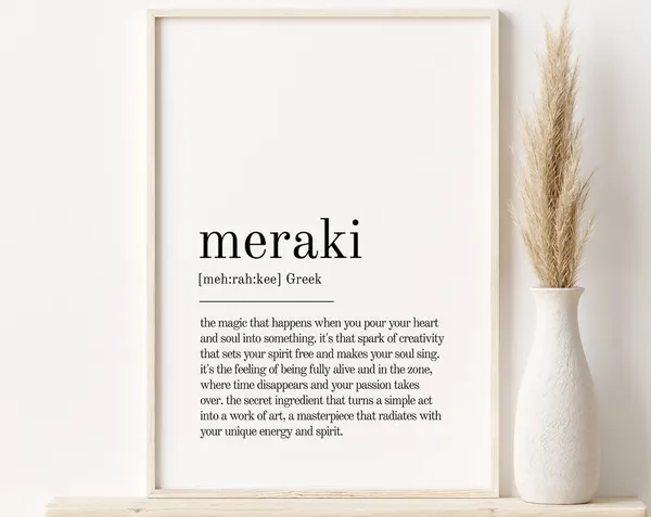 Meraki Definition Print, Minimalist Modern Art