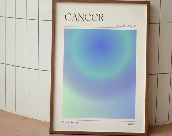 Cancer Zodiac Aura Gradient Astrology Art Poster
