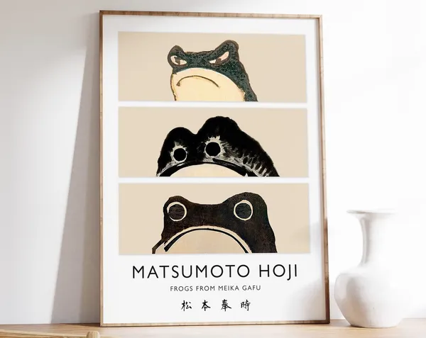 Matsumoto Hoji Frog Vintage Poster, Japanese Animal Art