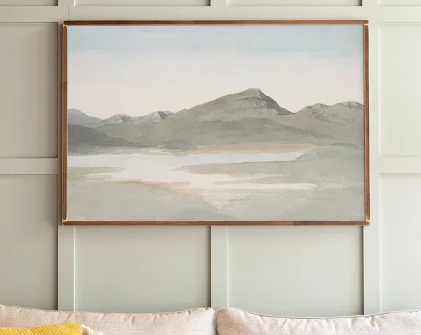 Watercolor Mountain Art Print, Vintage Landscape