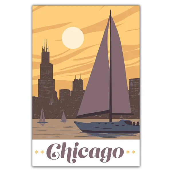 Sail Chicago Postcard Travel Poster