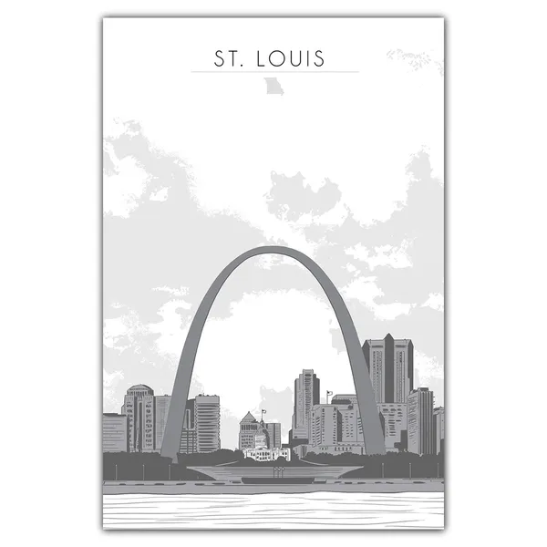 St Louis Skyline Travel Poster, City Postcard