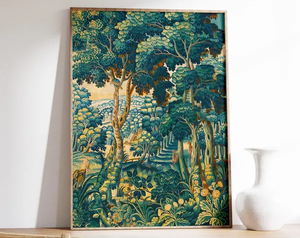 English Forest Art Print, Floral Wall Decor