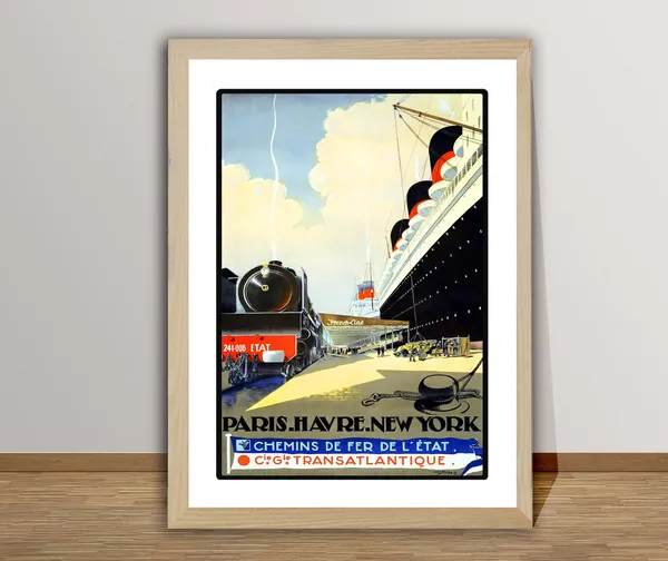 Paris Havre New York Vintage Travel Poster