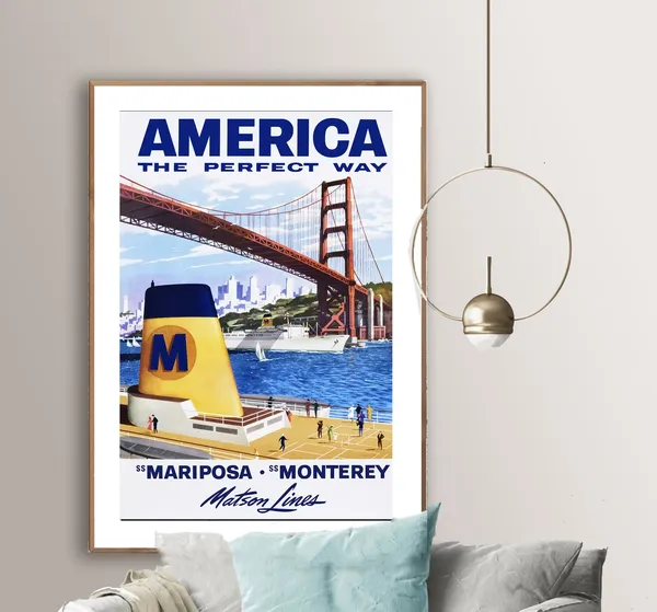 America The Perfect Way Mariposa Monterey Travel Poster