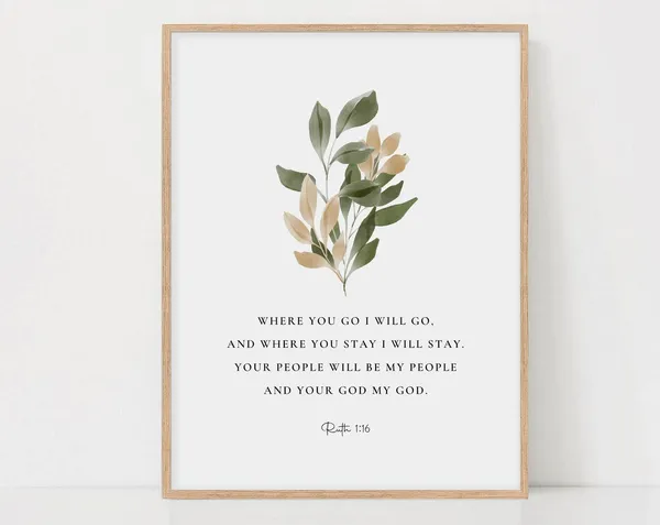 Ruth 1:16 Watercolor Botanical Bible Verse Art Print