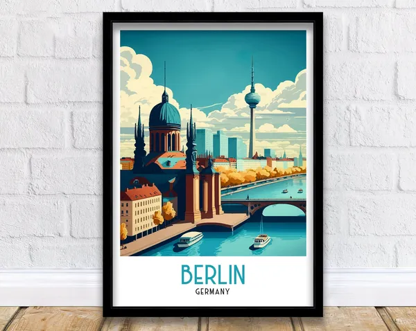 Berlin Germany Travel Poster, Wall Decor Illustration