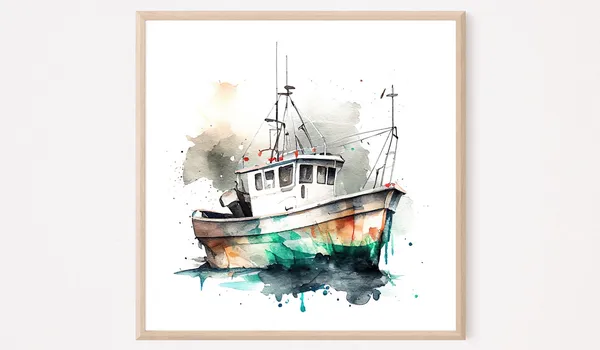 Shrimp Boat Watercolor Giclee Art Print