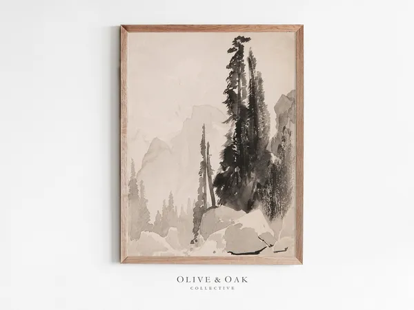Tree Sketch Vintage Rustic Nature Art Print