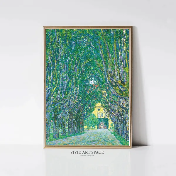 Gustav Klimt Avenue In The Park, Modernist Cityscape Art Print