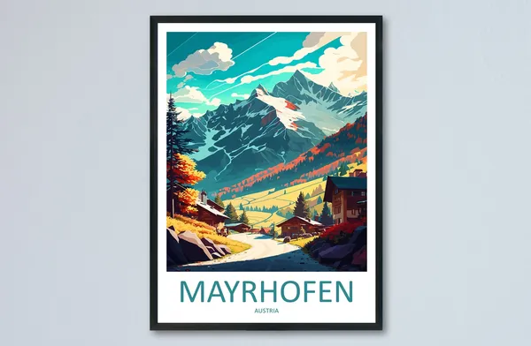 Mayrhofen Travel Poster, Austria Wall Decor