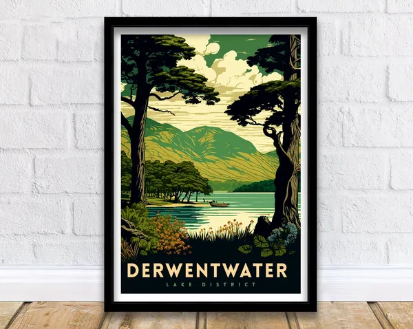 Derwentwater Lake District Travel Poster