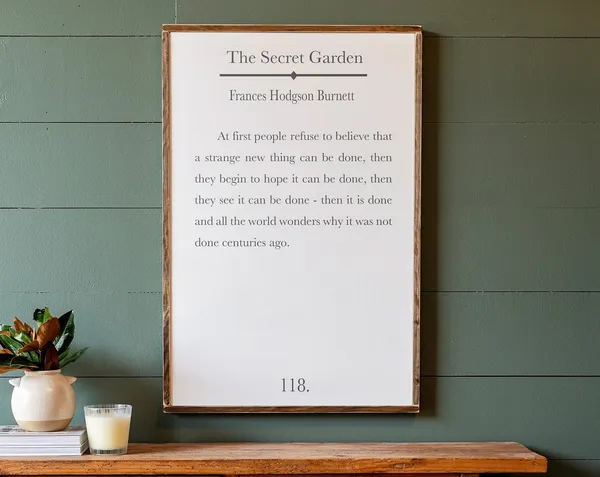 The Secret Garden Literary Art Print, Frances Hodgson Burnett