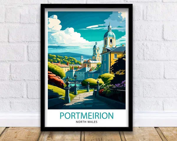 Portmeirion Wales Travel Poster, Home Decor