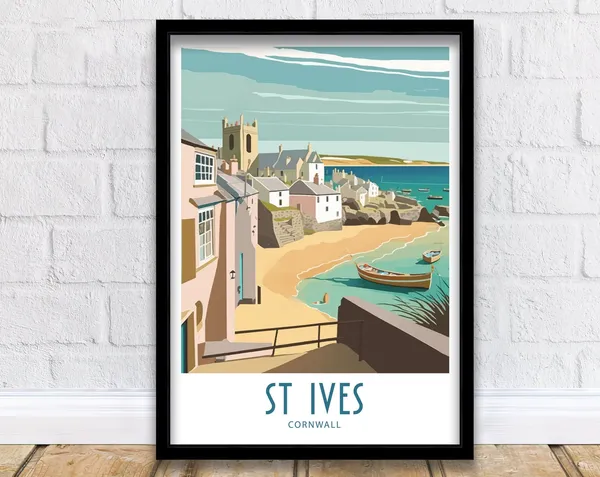 St Ives Cornwall Travel Poster, Home Decoration