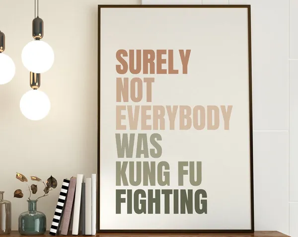 Kung Fu Fighting Funny Boho Typography Art Print