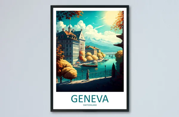 Geneva Travel Poster, Switzerland Place Print