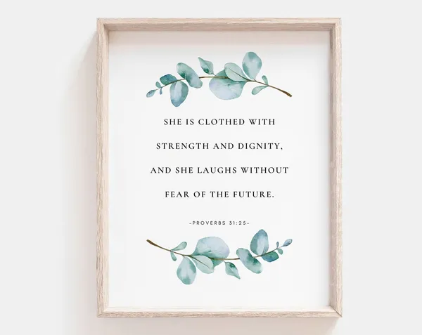 Proverbs 31:25 Bible Verse, Christian Wall Art Print