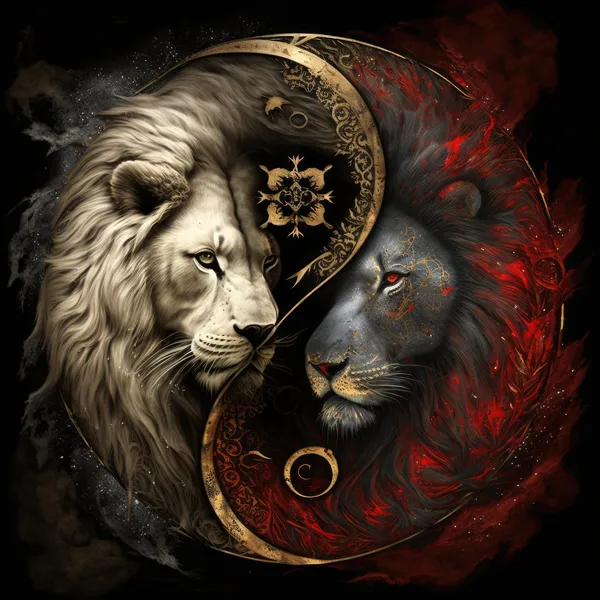 Victorian Lions Yin And Yang Art Print