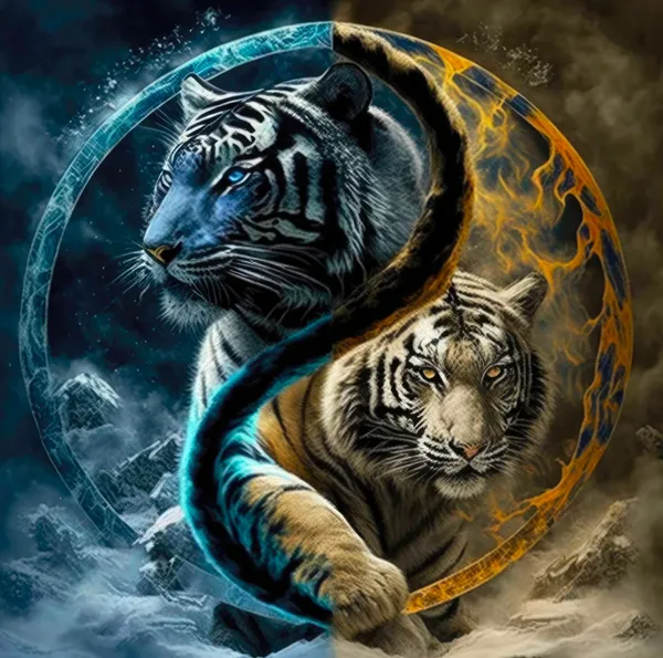 Reality Tigers Yin And Yang Art Print
