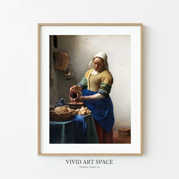 Milkmaid by Johannes Vermeer, Vintage Portrait Print