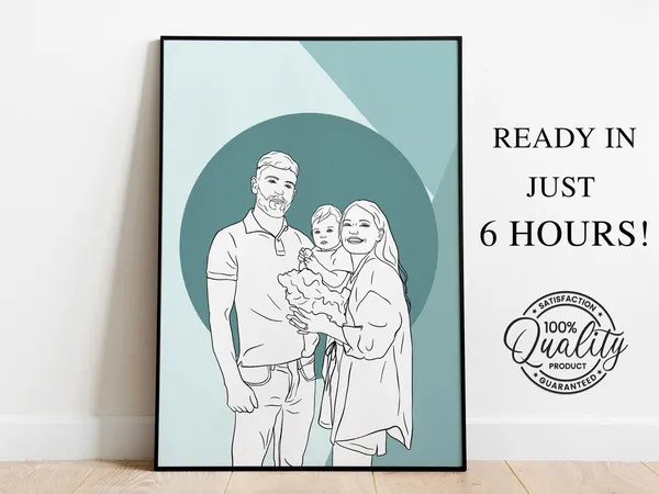 Custom Couple Line Art From Photo, Personalized Art Print