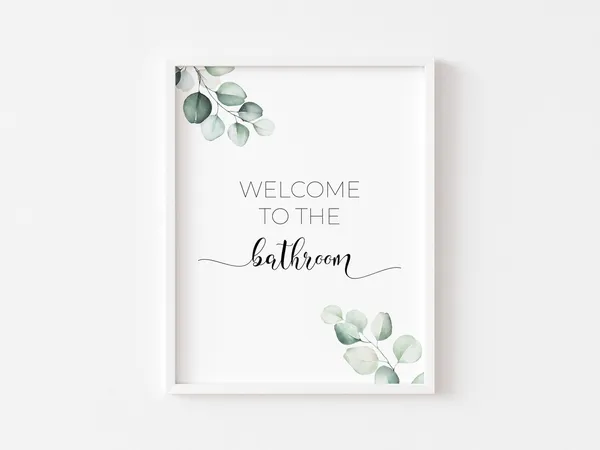 Minimalist Eucalyptus Bathroom Art Print