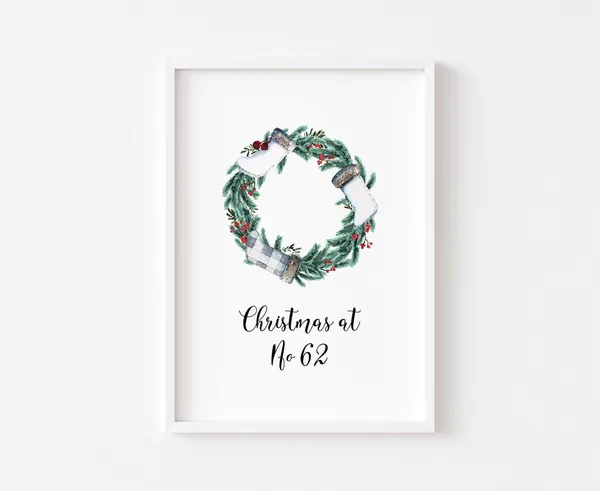 Christmas Prints Personalised Art Print, Seasonal Decor