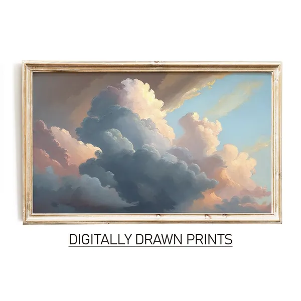 Cloud Painting Country Farmhouse Vintage Art Print