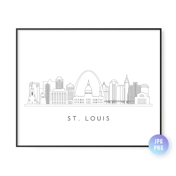 St Louis Skyline Line Art Travel Poster