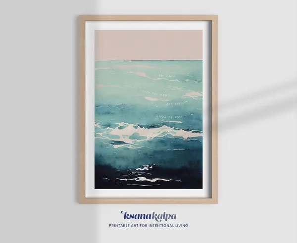 Learn To Surf Watercolor Therapist Office Art Print