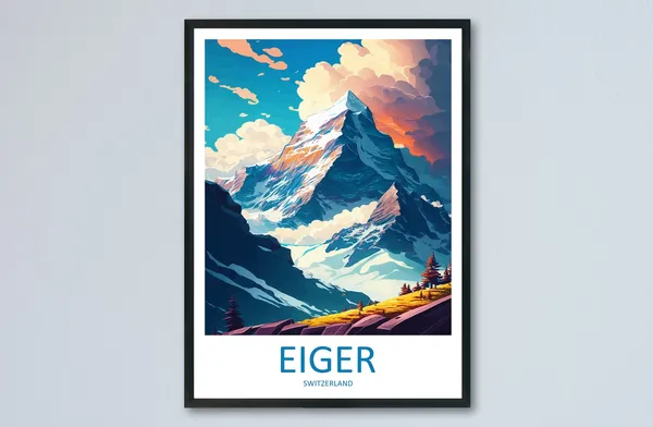 Eiger Travel Poster, Switzerland Mountain View