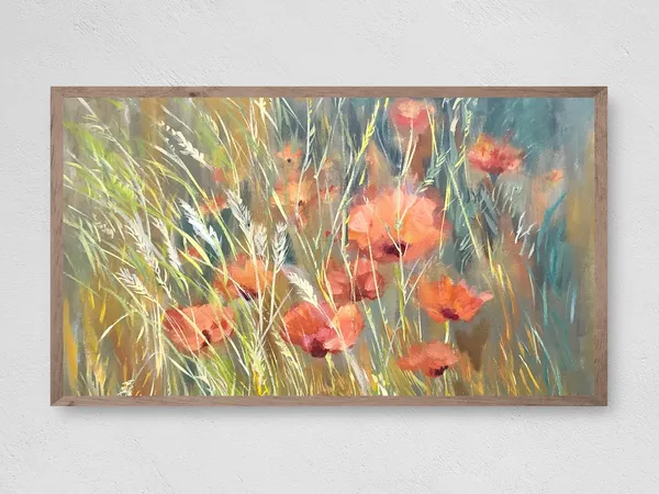 Abstract Poppy Field Painting, Floral Art Print