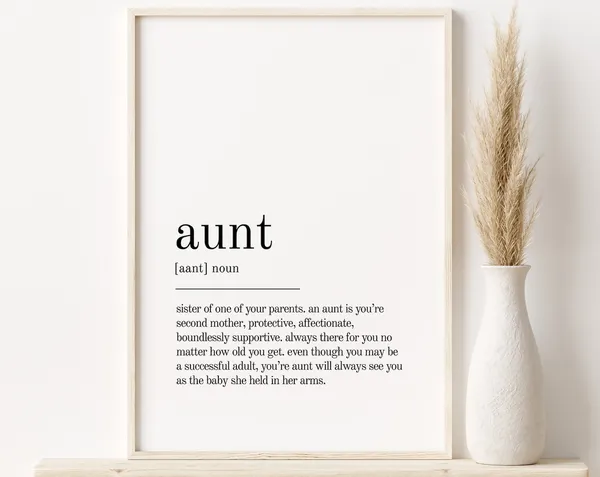 Aunt Definition Quote Print, Office Wall Decor