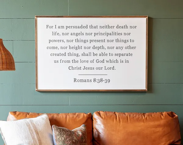 Romans 8:38-39 Scripture Wall Art Print, Christian Decor