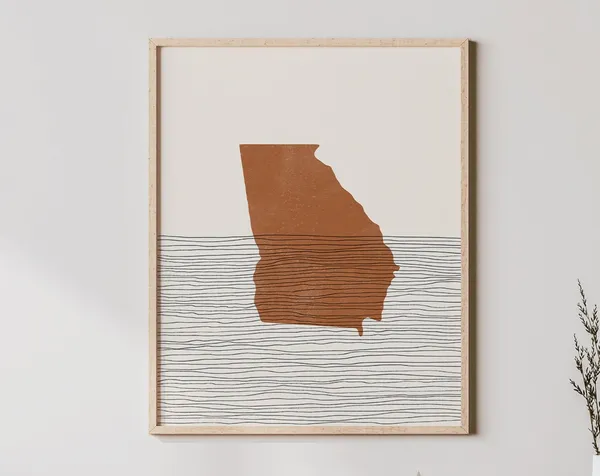 Georgia Boho Mid-Century State Map Art Print