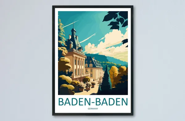Baden Baden Travel Poster, Germany Art Lovers Gift