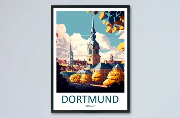 Dortmund Travel Poster, Germany Wall Art Print