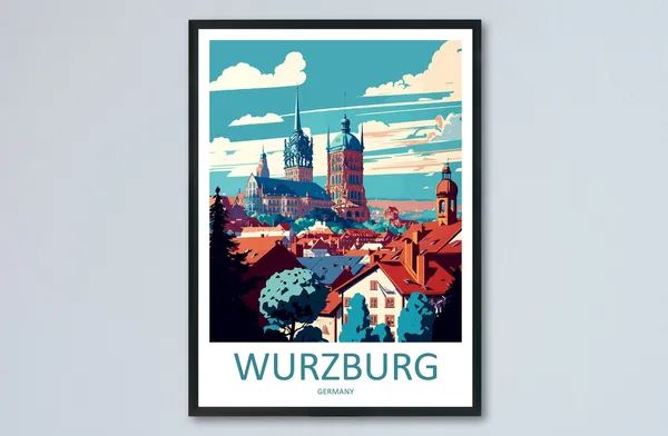 Wurzburg Travel Poster, Germany Wall Decor