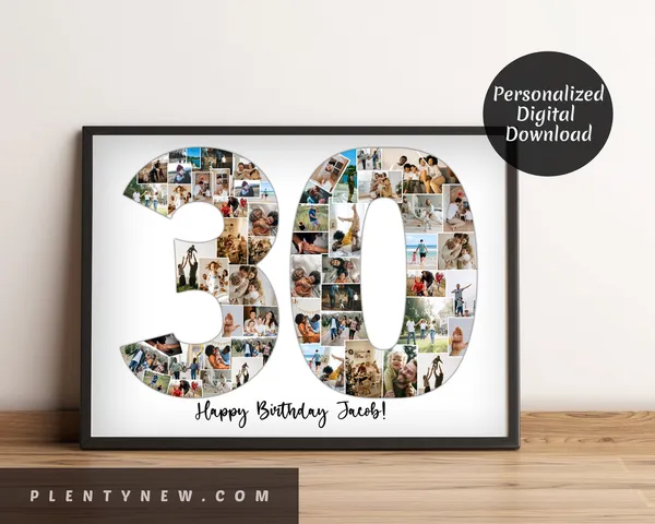 Personalized 30th Anniversary Photo Collage Art Print