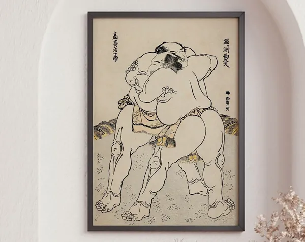 Vintage Sumo Wrestler Japan Art Print, Poster