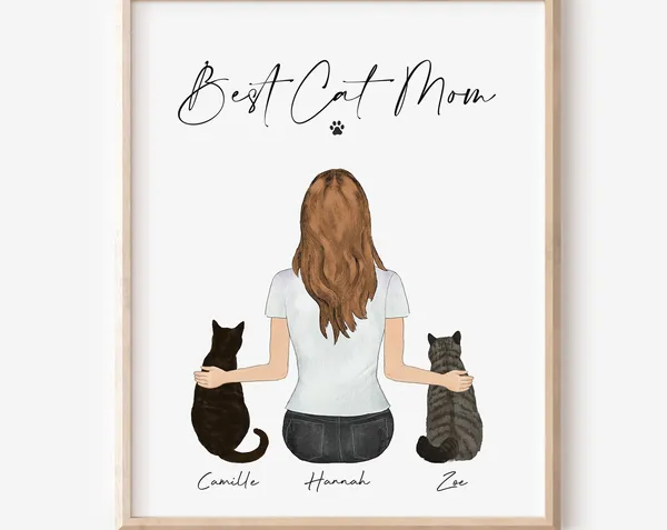 Best Cat Mom Ever Personalized Cat Lover Art Print