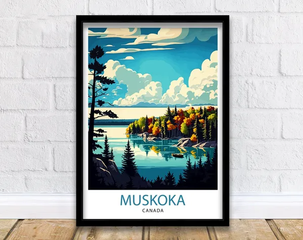 Muskoka Canada Travel Poster, Cottage Decor