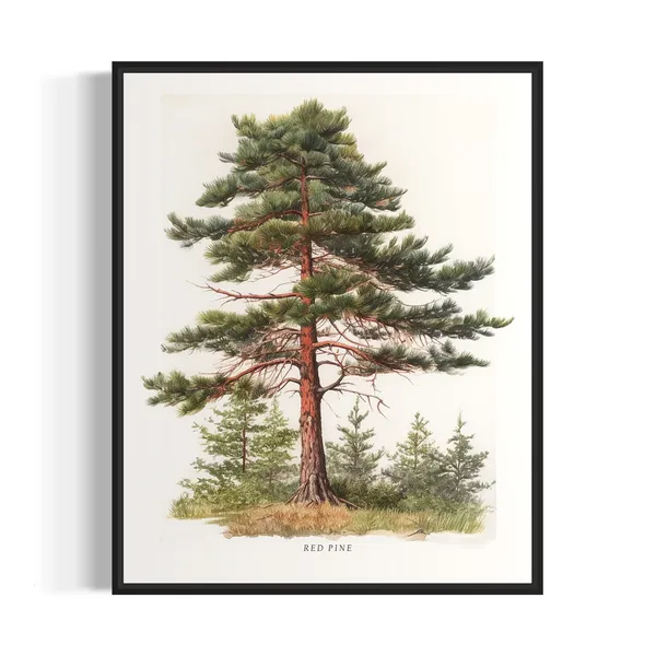 Red Pine Tree Art Print, Nature Wall Decor